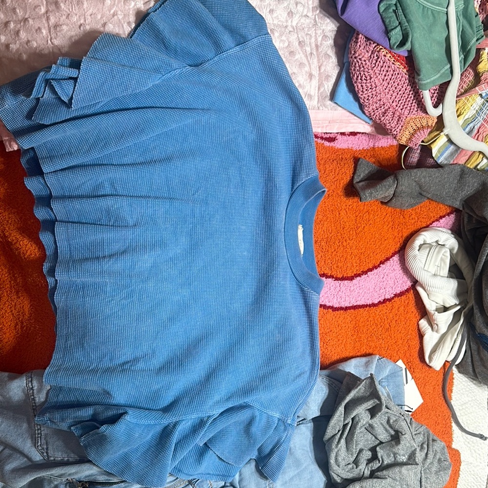 Altar'd State Blue Blouse with Soft Knit Material